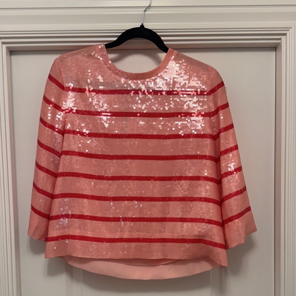 Kate Spade Pink and Red Sequin Blouse